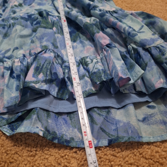 NWT Asos Design Blue Floral Tiered Voile Mini Dress Twist Front Size 14 - Picture 11 of 11